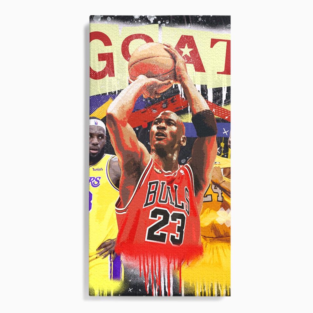 Tablou canvas cu tablou canvas cu michael jordan in actiune, fara rama, pe sasiu de lemn
